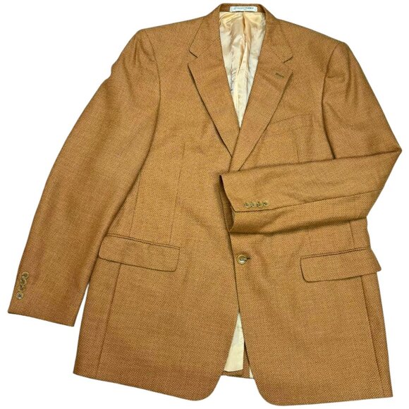 HICKEY FREEMAN Twine Brown Basketweave Texture Silk Wool Blend Sport Coat - Picture 10 of 10